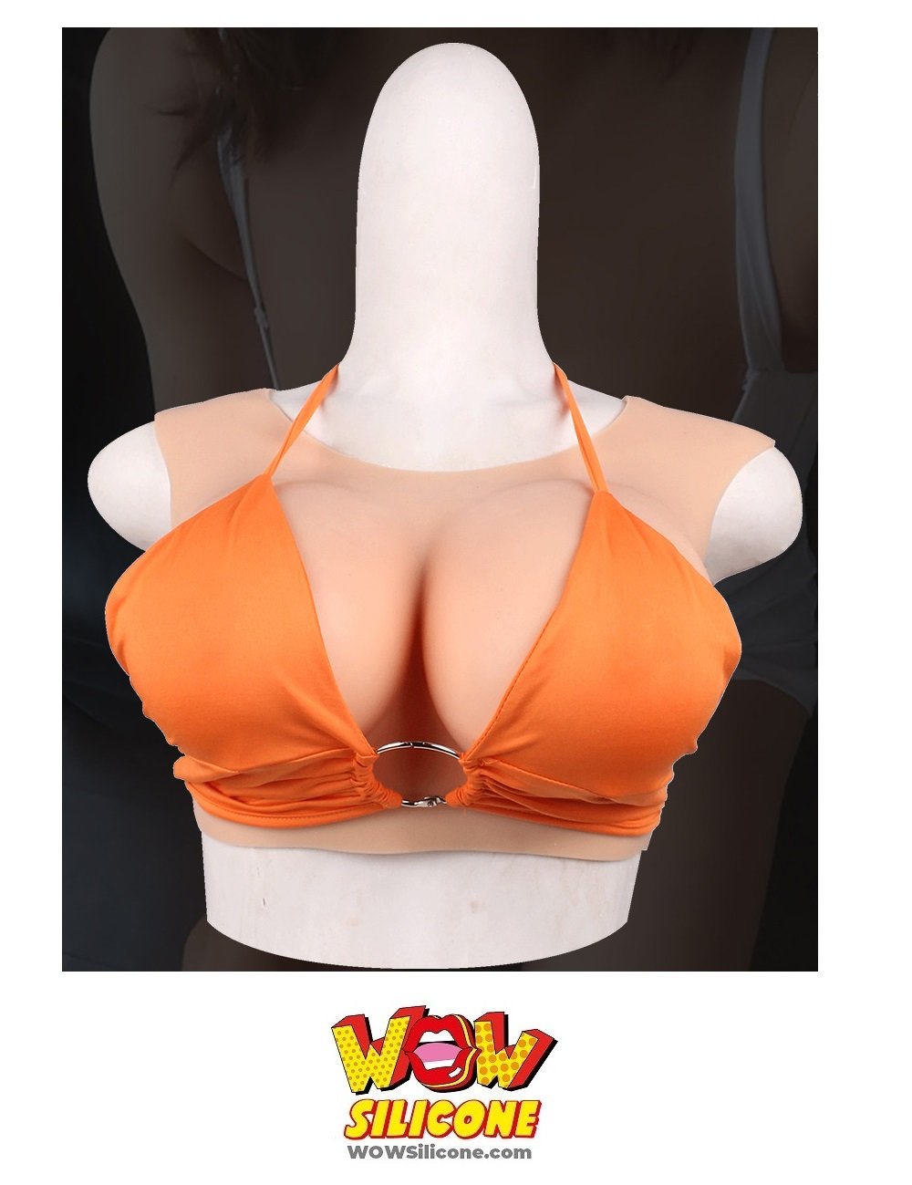 High Collar Silicone Breastplate Realistic B-H Cup Breast Forms Fake  Breasts Enhancer with Cotton Filled for Shemale Cosplay(Size:F  Cup,Color:Color 2)