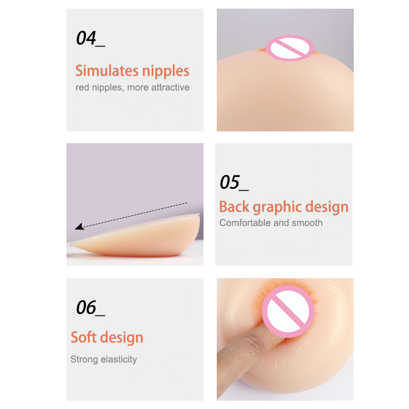 Silicone Breast Form Round Collar for Crossdressers Transgender with Touch  Soft Bra Pad B CUP